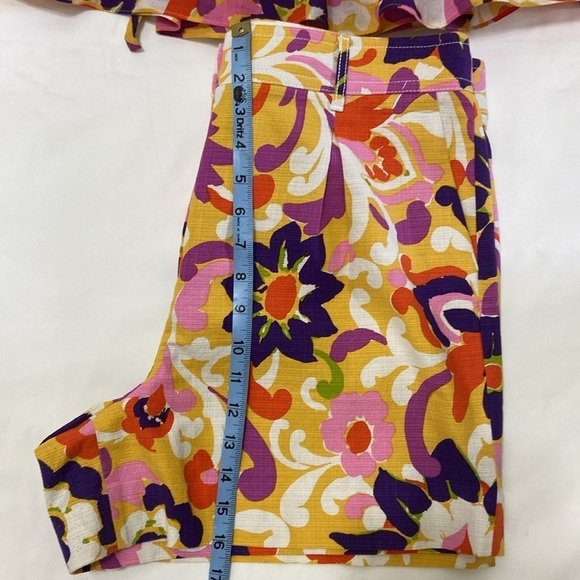 J.Crew Women’s Floral,Ruffle,Wrap,Cotton Top. Size- Large & Short Pants. Size-12 - Picture 12 of 16